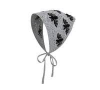 Gothic Crochet Headbands for Women Bat Pattern Bandana Triangle Headscarf Halloween Christmas Vintage Style Hair Decor Grey