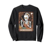 Gothic Crocheter Skeleton Tarot Card Enjoys Crafting Yarn Sweatshirt