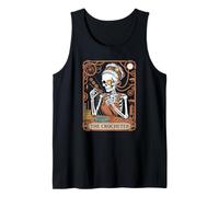 Gothic Crocheter Skeleton Tarot Card Enjoys Crafting Yarn Tank Top