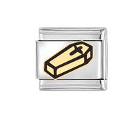 Gothic Cross Coffin Stainless Steel 9mm Italian Link Charm Minimalist Compatible With Nomination Bracelet for Women Men Unisex Fashion Enamel Religion Making Charms DIY Bracelets Jewelry