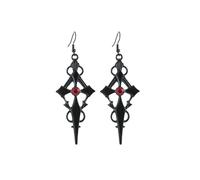 Gothic Cross Earrings Black Red Crystal Gemstone Cross Dangle Drop Earrings Dark Punk Style Vampire Jewelry Goth Large Sword Earring Vintage Black Sword Earring Christmas New Year Halloween Costume
