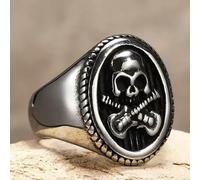 Gothic Cross Guitar Musical Skull Ring Stainless Steel Rock Soul Biker Punk Ring-10