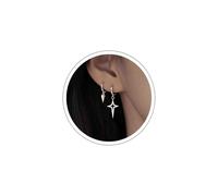 Gothic Cross Hoop Earrings Silver Cross Earrings Cross Drop Earrings Cross Dangle Earrings Hollow North Star Earrings Small Spike Earrings Simple Hoop Rivet Huggie Earrings Jewelry for Women