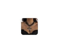 Gothic Cross Layered Pearl Beads Pendant s Punk Vintage Chain Chunky for Women