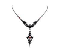 Gothic Cross Necklace Black Red Crystal Gemstone Cross Necklace Dark Punk Style Vampire Pendant Necklace Goth Necklace Large Cross Pendant Retro Black Cross Sword Necklace Christmas New Year Halloween