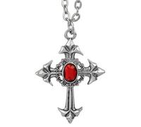 Gothic Cross Necklace Red Gem Adult Unisex Vampire Halloween Fancy Dress