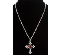 Gothic Cross Necklace withRed Gem Gothic Jewellery for Fancy Dress Costumes Accessories Accessory