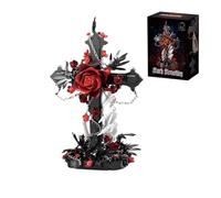 Gothic Cross Red Rose Skull Hand Building Blocks Set, 720Pcs Dark Decor | Dark Cross Clamping Blocks Kit, Valentine’s Day, Birthdays Festivals Gifts for Teens and Adults, Halloween Home Deco