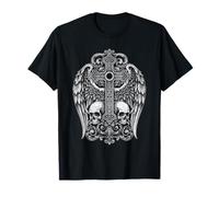 Gothic Cross Skull Wings Grunge Y2K Punk Rock Tattoo T-Shirt