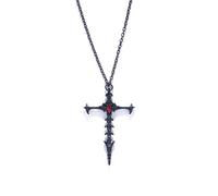 Gothic Cross Sword Necklace Dark Punk Long Sword Pendant Necklace Vintage Stainless Steel Thorn Sword Necklaces Gothic Long Dagger Knife Necklace Medieval Renaissance Jewelry for Men and Women, L
