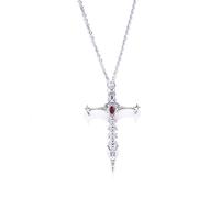Gothic Cross Sword Necklace Dark Punk Long Sword Pendant Necklace Vintage Stainless Steel Thorn Sword Necklaces Gothic Long Dagger Knife Necklace Medieval Renaissance Jewelry for Men and Women, L