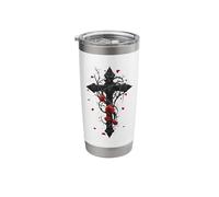 Gothic Cross with Red Roses Stainless Steel Insulated Tumbler