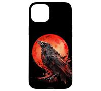 Gothic Crow Art Spooky Raven Bird Silhouette On The Moon Case for iPhone 15 Plus