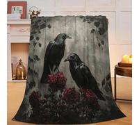 Gothic Crow Blanket Rustic Raven Fleece Throw Blanket Fuzzy Plush Super Soft Warm Halloween Crow Decor Stuffed Animal Blanket Gifts for Boys Girls Kids Adult Men Women 40"x50"