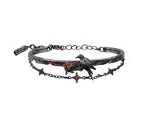 Gothic Crow Rose Double-Layer Bracelet Adjustable Chain Design Unisex Dark Alloy Bracelet The Ultimate Layering Accessory