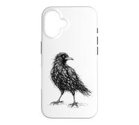 Gothic Crow Sketch Line Art Black Bird Raven Birdwatchers Case for iPhone 16