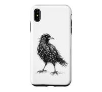 Gothic Crow Sketch Line Art Black Bird Raven Birdwatchers Case for iPhone XS Max