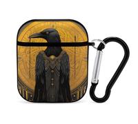 Gothic Crow with Ankh Earphone Case Cover Compatible with AirPods 1&2 Shockproof Bluetooth Headset Case Black-style