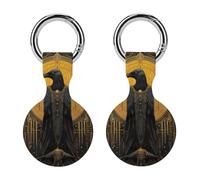 Gothic Crow with Ankh Protective Case Compatible for Airtag Shockproof Case Cover with Keychain 2PCS