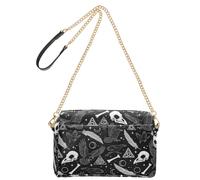 Gothic Crows Feathers Black pattern Small Leather Crossbody Bag for Women Shoulder Purse with Adjustable Strap Lightweight Handbag for Daily Travel Shopping