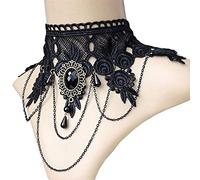 Gothic Crystal Black Lace Neck Necklace Vintage Victorian Women Chocker Steampunk Jewelry