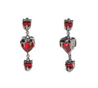 Gothic Crystal Heart Drop Earrings for Women Retro Goth Red Crystal Dangle Drop Earrings Punk Red Heart Queen Earring Halloween Cosplay Party Jewelry for Women, L, Metal, No Gemstone