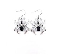 Gothic Crystal Spider Earrings - Dark Art Goth Aesthetic Style, Black Spider Dangle Drop Earrings - Red & Black Crystal - Halloween Jewelry Gift for Women, Crystal