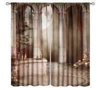 Gothic Curtains, Moonlight Red Vine Skull Horror Print Bedroom Living Room Rod Pocket Drapes 2 Panels Set Total Size 55" W X 63" L Inch