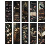 Gothic Dark Academia Bookmarks for Women - 20 Pcs Vintage Books Flowers Cottagecore Paper Bookmark for Novel Lovers, Retro Dark Romance Aesthetic Black Cat Skull Decorations Gift for Book Lovers