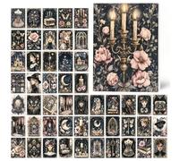 Gothic Dark Academia Scrapbook Paper, 100 Sheets 50 Unique Designs, 3.94" x 5.51" Vintage Ephemera, 80gsm Lightweight Paper, for Junk Journals, Witchy & Tarot, Halloween Crafts, Collage