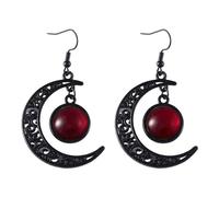 Gothic Dark Bat Dangle Earrings for Women Vintage Red Crystal Crescent Bat Earrings Punk Stayle Vampire Bats Earrings Halloween Jewelry Gifts for Woman, no, Metal, No Gemstone