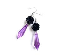 Gothic Dark Bat Rose Flowers Dangle Drop Earrings Goth Red Black Crystal Bat Rose Earrings Halloween Earrings Jewelry for Women Vampire Costumes Accessories, Middle, Copper, No Gemstone