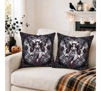 Gothic Dark Fantasy Fairy Halloween Throw Pillow Covers 20x20 Set of 2