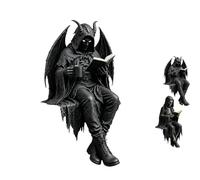 Gothic Dark Fantasy Figure, 2026 Gothic Dark Fantasy Figure, Mystery Reading Figurines Sitting Sculpture, Resin Sitting Reaper Reading Book Sculpture for Book Lovers Gothic Art Collectors (B)