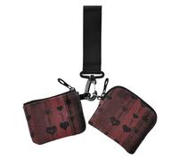 Gothic Dark Red Web Hearts Lines Women's Dual Wallets Business Card Cases Minimalist Coin Purse Change Holder with Keychain for Work Travel 2 Packs