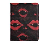 Gothic Darkness Evil Lips Eyes Red Leather Passport Cover Holder Wallet Case Card Holder Passport Case Lightweight