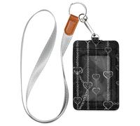 Gothic Darkness Hearts Chain Badge Holder Cute with Lanyard and 3-Card Capacity Card Holders for Office School IDs,Hotel Key Cards, Pass Cards