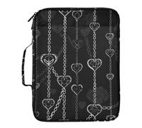 Gothic Darkness Hearts Chain Organizer File Folder Easy to Carry 1.5-Inch 3-Ringing Zipper Binder Organizer with Zipper Closure for Office Supplies