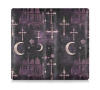 Gothic Darkness Moon Cross Purple Leather Toursuit car registration and insurance card holder vehicle Glove Box Organizer for Documents, Cards, License