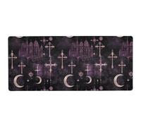 Gothic Darkness Moon Cross Purple unwashable Cool Mouse pad for Rest unwashable mousepads for Desk 31.5 x 11.8in