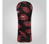 Gothic Darkness Red Lips Golf Head Covers Premium Leather Waterproof Headcover with Number Tags for Driver Fairway Wood Hybrid