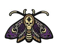 Gothic Death Head Hawk Moth Iron On Patch, Skull Moth Embroidered Patch, Dark Occult Luna Moth Patch, Gothic Sew On Applique for Jacket Backpack Vest