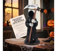Gothic Decorative Mini Resin Gothic Grim Reaper Statue - Emotional Support Skull Figurine, Skull Decoration for Halloween, Dark Macabre Home Decoration, Unusual Gift for Goth & Horror Fans