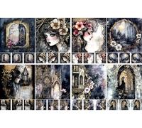 Gothic Decoupage Rice Papers, 8 x 11.5 inch (A4) - 4 Sheets | 32 Pieces | 8 Unique Designs | Versatile Designs for Art Projects & Crafting by CRAFT KREATIVELY