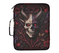 Gothic Demon Skull Floral Art Print Expandable Folder Multi-Pocket 3 Ringing 1.5 inch Organizer Binder with Zipper Closure for Business