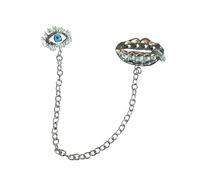 Gothic Devil Eye Peasecod Brooch with Intricate Chain Detailing and Pearls Accent for Women Ladies Elegant Corsage Pin