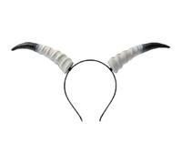 Gothic Devil Ram Horn Headband, for Adult Halloween Cosplay Carnival Party, White-black, One size