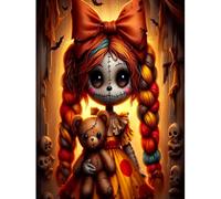 Gothic Diamond Art Kits for Adults, Bear Diamond Painting Kits for Adults, DIY Round Full Drill Diamond Dot, Gothic 5D Diamond Painting for Adults, Crystal Art Gem Art for Home Decor 12x16inch