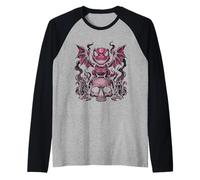 Gothic Dino on Skull Pastel Goth Kawaii Skeleton Raglan Baseball Tee