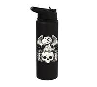 Gothic Dino on Skull Pastel Goth Kawaii Skeleton Stainless Steel Insulated Water Bottle